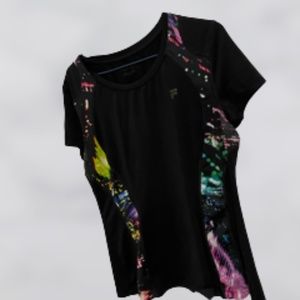 Black Athletic T Shirt with Rainbow Embellishments